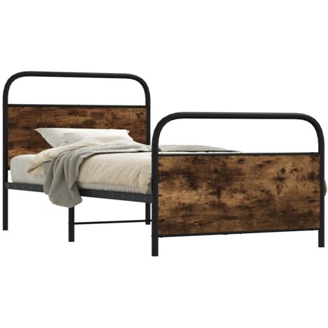 Estructura de cama sin colchón 90x200 cm madera roble ahumado vidaXL