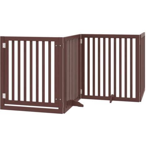 Puerta para perros plegable 4 paneles madera álamo marrón 320cm vidaXL (1/5)