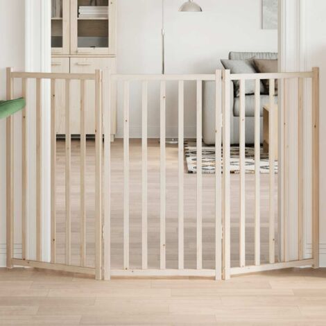 Puerta para perros plegable de 3 paneles, 150 cm, madera maciza de abeto vidaXL (1/5)