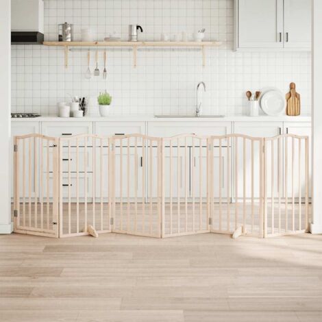 Puerta para perros con puerta plegable de 6 paneles, 300 cm, madera de álamo vidaXL