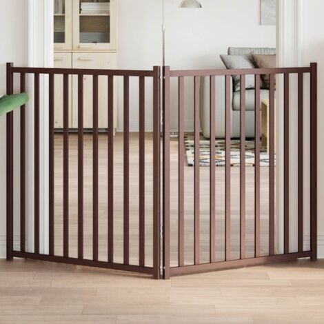 Puerta de perros plegable 2 paneles madera abeto marrón 160 cm vidaXL