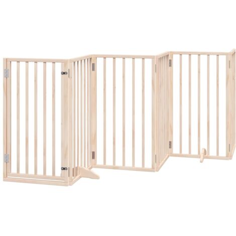 Puerta para perros con puerta plegable de 6 paneles, 300 cm, madera de álamo vidaXL