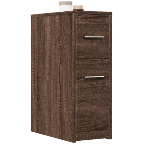Armario de baño estrecho con ruedas madera marrón roble vidaXL