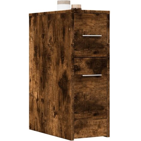 Armario de baño estrecho con ruedas madera roble ahumado vidaXL