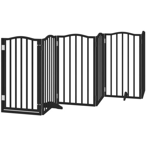 Puerta para perros plegable 6 paneles madera álamo negra 300 cm vidaXL