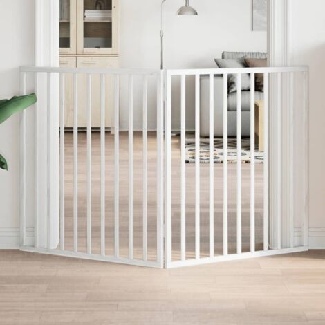 Puerta para perros plegable de 2 paneles, madera de álamo, blanca, 160 cm vidaXL