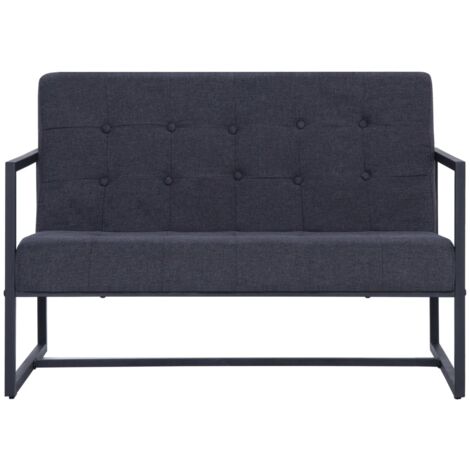 Sofá de 2 plazas con reposabrazos acero y tela gris oscuro vidaXL