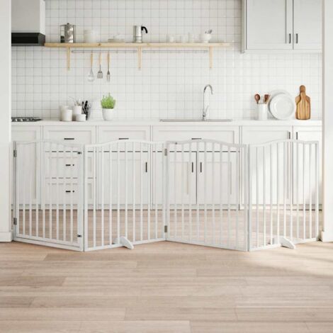 Puerta para perros plegable 4 paneles madera álamo blanca 320cm vidaXL