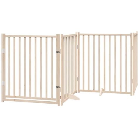 Puerta para perros con puerta plegable de 4 paneles, 320 cm, madera maciza de abeto vidaXL