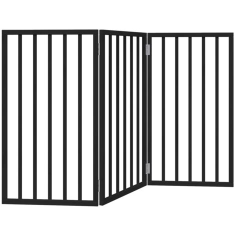 Puerta para perros plegable 3 paneles madera álamo negra 150 cm vidaXL