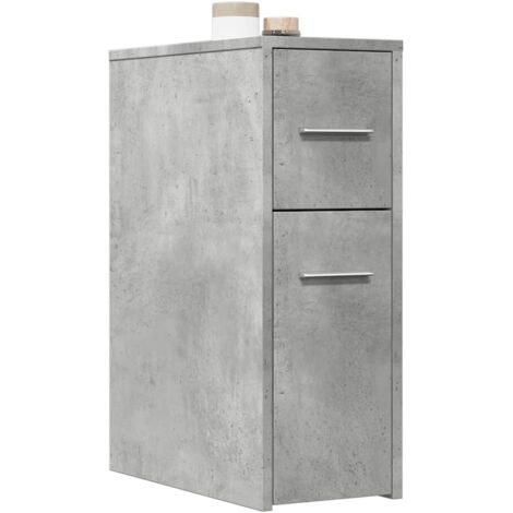 Armario de baño estrecho con ruedas madera gris hormigón vidaXL
