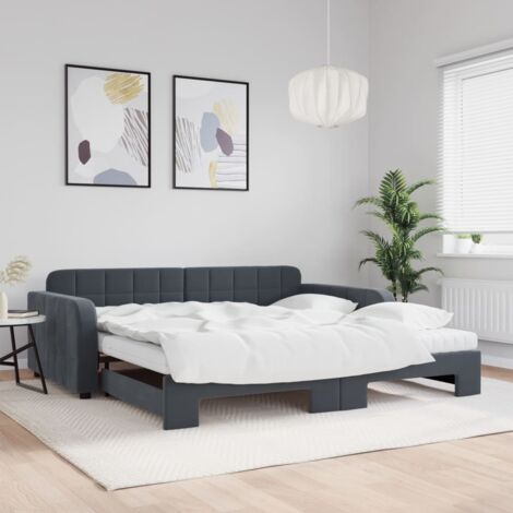 Sofá cama nido con colchón terciopelo gris oscuro 100x200 cm vidaXL