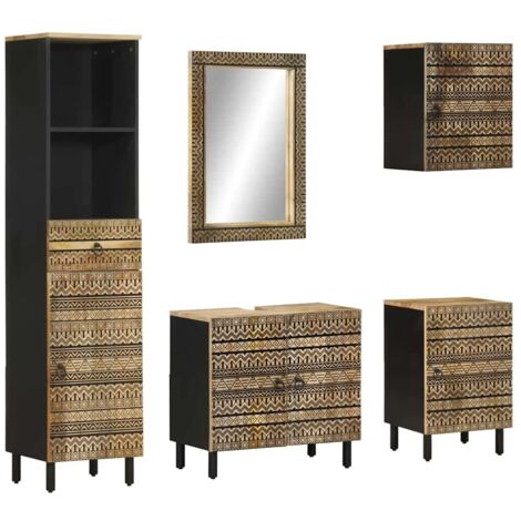 Conjunto de muebles de baño 5 piezas madera maciza de mango vidaXL (1/5)