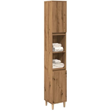 Armario de baño madera contrachapada roble artisan 30x30x190 cm vidaXL