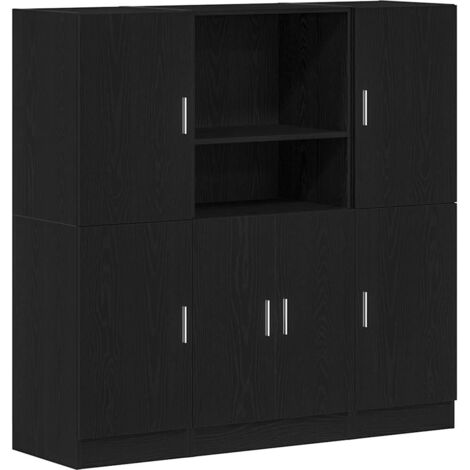 Mueble de cocina 3 piezas madera contrachapada negro vidaXL (1/5)