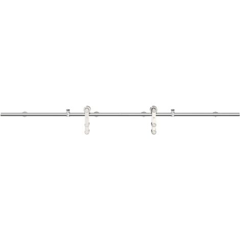 Kit de herrajes para puerta corredera 200 cm acero plateado vidaXL