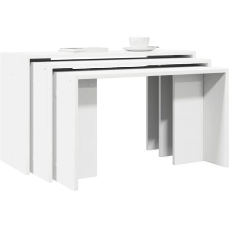 Mesas apilables 3 unidades madera contrachapada blanco vidaXL (1/5)