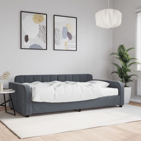 Sofá cama con colchón terciopelo gris oscuro 100x200 cm vidaXL
