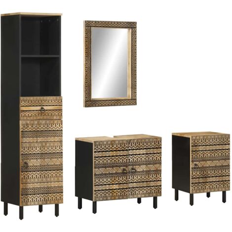 Conjunto de muebles de baño 4 piezas madera maciza de mango vidaXL (1/5)