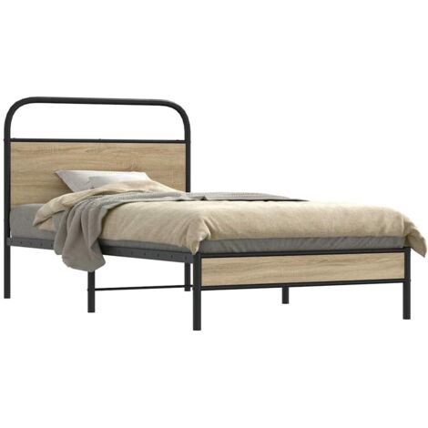 Estructura de cama sin colchón 90x200 cm madera roble ahumado vidaXL