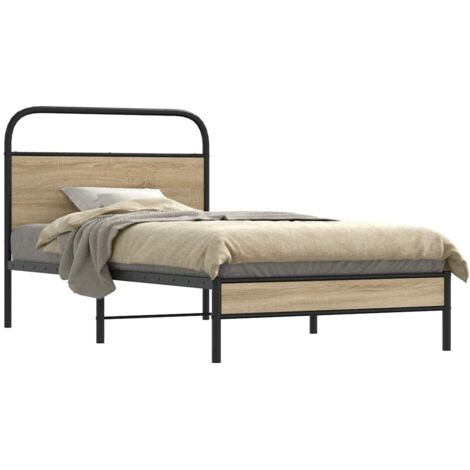 Estructura cama sin colchón 107x203 cm madera roble ahumado vidaXL (1/5)