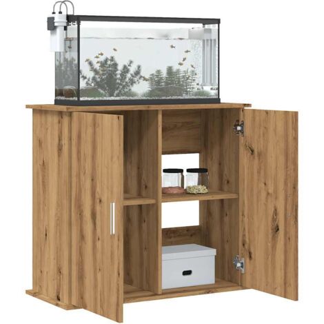 Soporte para acuario de roble artesanal, 81 x 36 x 73 cm, madera de ingeniería vidaXL