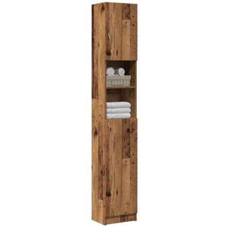 Armario de baño madera de ingeniería madera vieja 32x25,5x190cm vidaXL