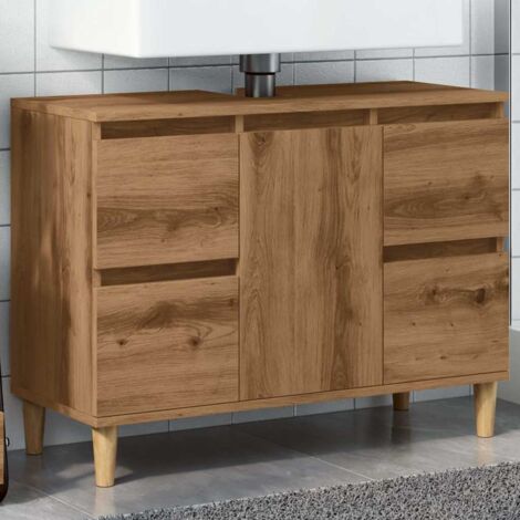 Mueble de lavabo madera ingeniería roble artisan 80x33x60 cm vidaXL