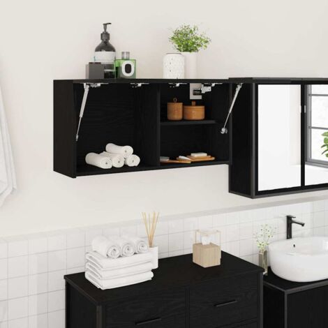 Mueble de pared de baño madera ingeniería negro 80x25x40 cm vidaXL