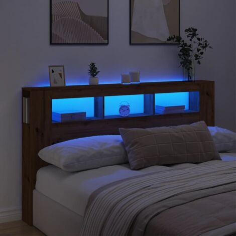 Cabecero LED madera ingeniería roble artisan 180x18,5x103,5 cm vidaXL