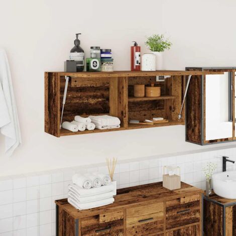Mueble de pared baño madera ingeniería envejecida 100x25x40 cm vidaXL