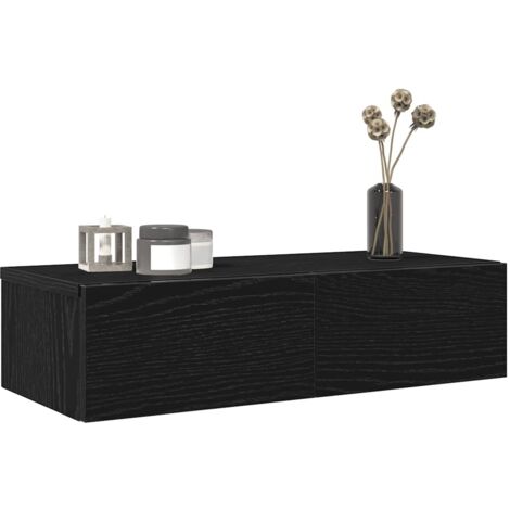 Estante de pared con cajones de madera contrachapada negro vidaXL