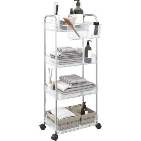 Carro de almacenamiento 4 niveles transparente 37x28x95 cm vidaXL