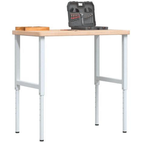 Banco de trabajo rectangular madera maciza 100x60x(73-99,5) cm vidaXL (1/5)