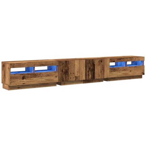 Mueble TV luces LED madera ingeniería envejecida 260x35x40 cm vidaXL (1/7)