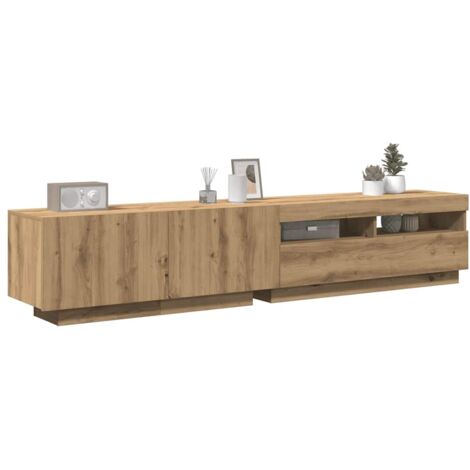Mueble de TV luces LED madera roble artisan 200x35x40 cm vidaXL