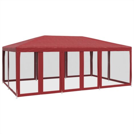 Carpa para fiestas con 10 paredes de malla HDPE rojo 6x4 m vidaXL