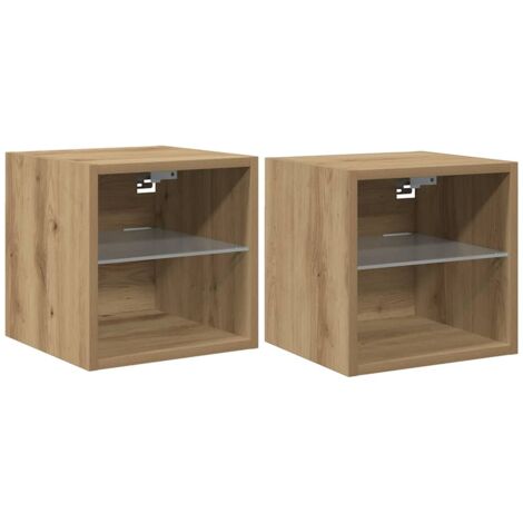 Muebles TV de pared luces LED 2 uds roble artisian 30x28,5x30cm vidaXL (1/5)