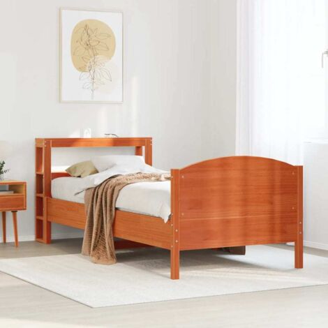 Cama sin colchón madera maciza de pino marrón cera 100x200 cm vidaXL (1/5)