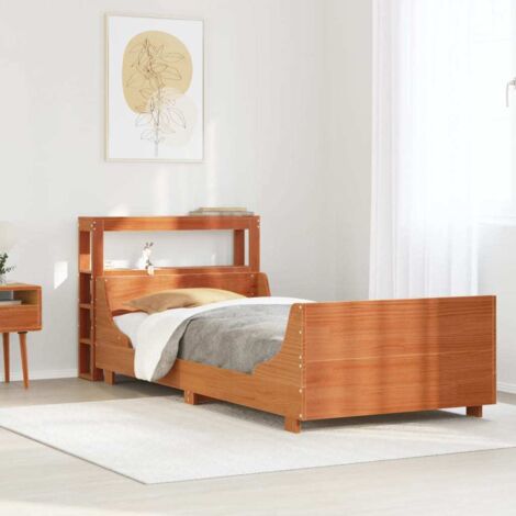 Cama sin colchón madera maciza de pino marrón cera 100x200 cm vidaXL (1/5)