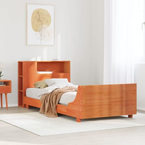 Cama sin colchón madera maciza de pino marrón cera 100x200 cm vidaXL (1/5)