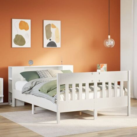 Cama con estantería sin colchón madera maciza blanca 120x200 cm vidaXL (1/5)