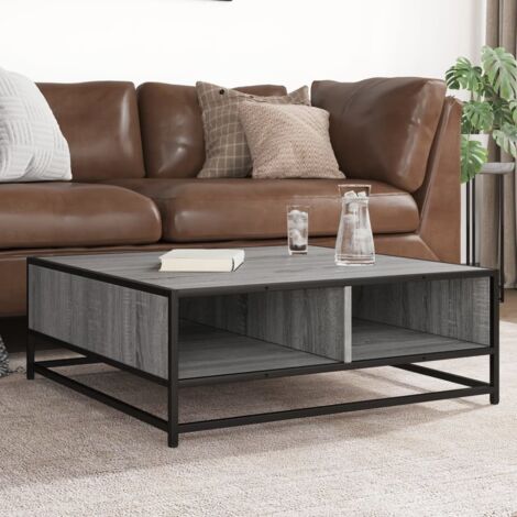 Mesa de centro madera ingeniería metal gris Sonoma 80x80x30 cm vidaXL