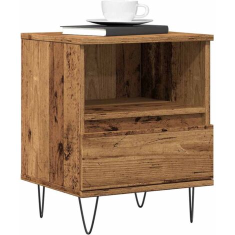 Mesita de noche madera ingeniería madera envejecida 40x35x50 cm vidaXL