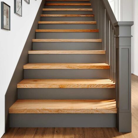 Peldaños de escalera 2 uds madera maciza roble marrón claro vidaXL