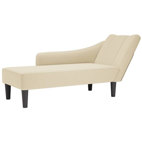 Chaise longue con reposabrazos derecho tela crema vidaXL