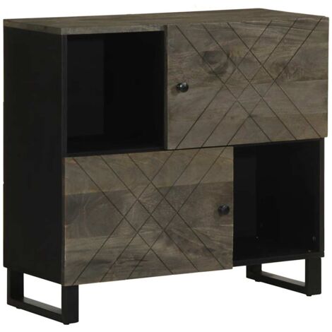 Aparador negro 80x33x75 cm madera maciza mango vidaXL (1/5)