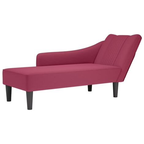 Chaise longue con reposabrazos derecho terciopelo rojo vino vidaXL