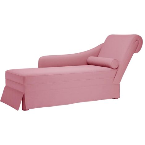 Chaise longue respaldo reposabrazos derecho terciopelo rosa vidaXL
