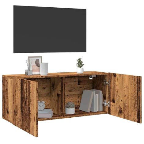 Mueble de TV de pared madera envejecida 100x30x41 cm vidaXL